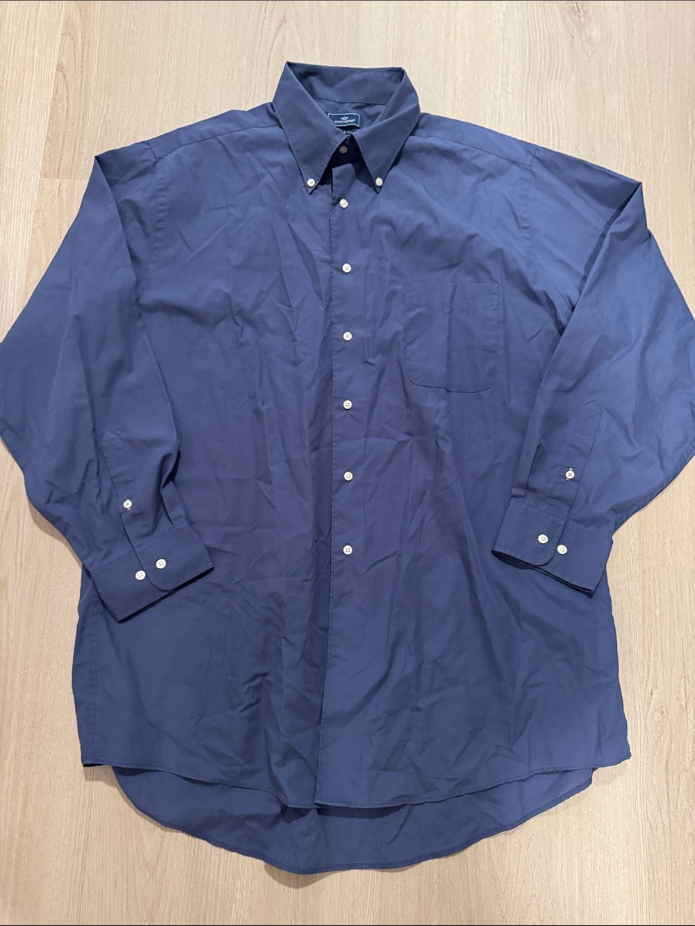Men's Long-Sleeve Button-Down Dress Shirt - Dark Blue